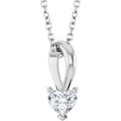 14K White Gold 1/4 CT Natural Diamond Heart 18" Necklace