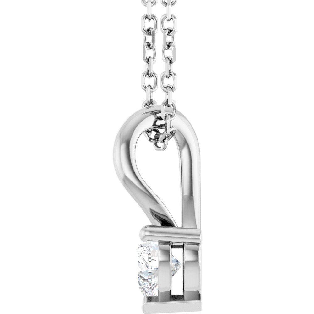 14K White Gold 1/4 CT Natural Diamond Heart 18" Necklace