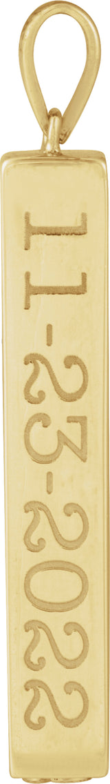 14K Yellow Gold Ash Holder Bar Pendant
