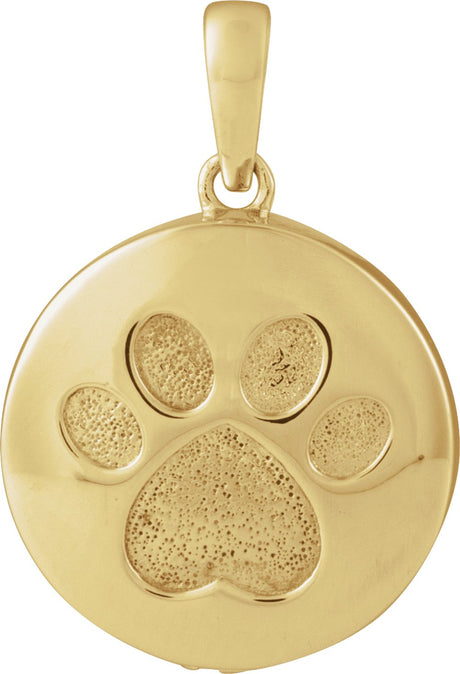 14K Yellow Gold-Plated Sterling Silver Paw Print Ash Holder Pendant