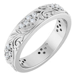14K White Gold 1/2 CTW Natural Diamond Floral Band