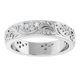 14K White Gold 1/2 CTW Natural Diamond Floral Band