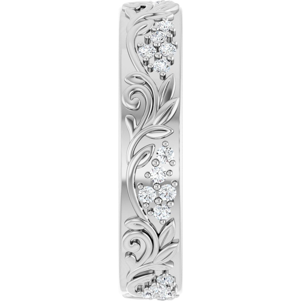 14K White Gold 1/2 CTW Natural Diamond Floral Band