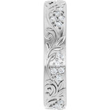 14K White Gold 1/2 CTW Natural Diamond Floral Band