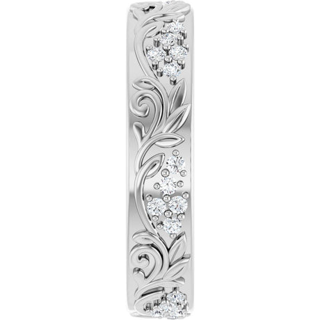 14K White Gold 1/2 CTW Natural Diamond Floral Band