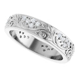 14K White Gold 1/2 CTW Natural Diamond Floral Band