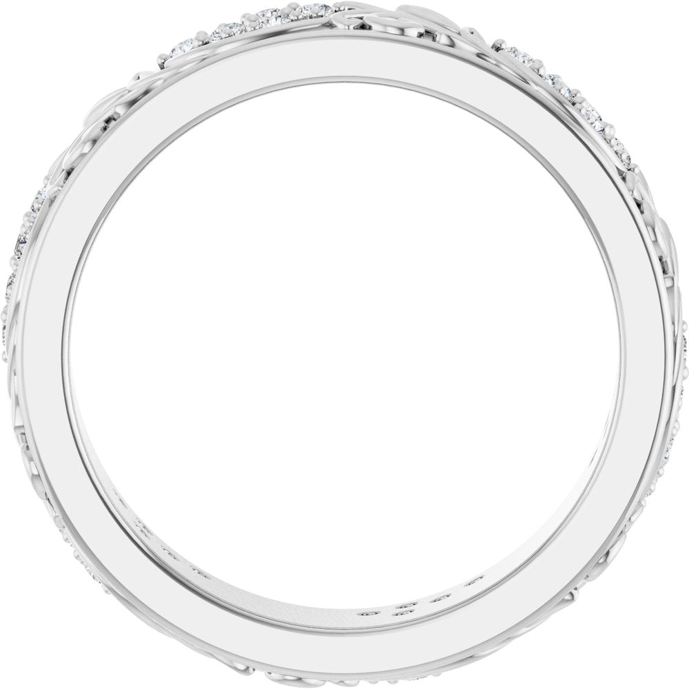 14K White Gold 1/2 CTW Natural Diamond Floral Band