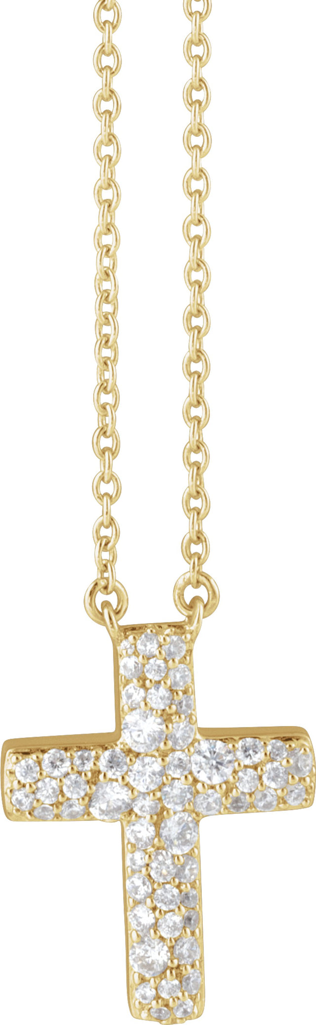 14K Yellow Gold 3/8 CTW Natural Diamond Cross 18" Necklace