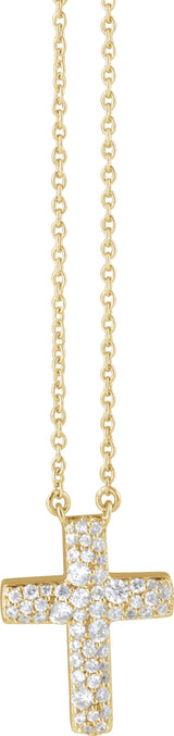 14K Yellow Gold 3/8 CTW Natural Diamond Cross 18" Necklace