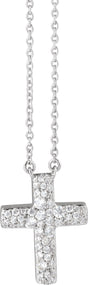 14K White Gold 3/8 CTW Lab-Grown Diamond Cross 18" Necklace