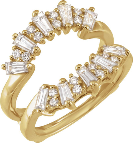 14K Yellow 9/10 CTW Natural Diamond Ring Guard  