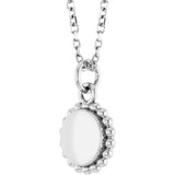 14K White Gold Engravable Beaded Disc 16-18" Necklace