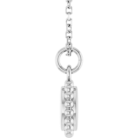 14K White Gold Engravable Beaded Disc 16-18" Necklace