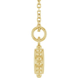 14K Yellow Gold Engravable Beaded Disc 16-18" Necklace