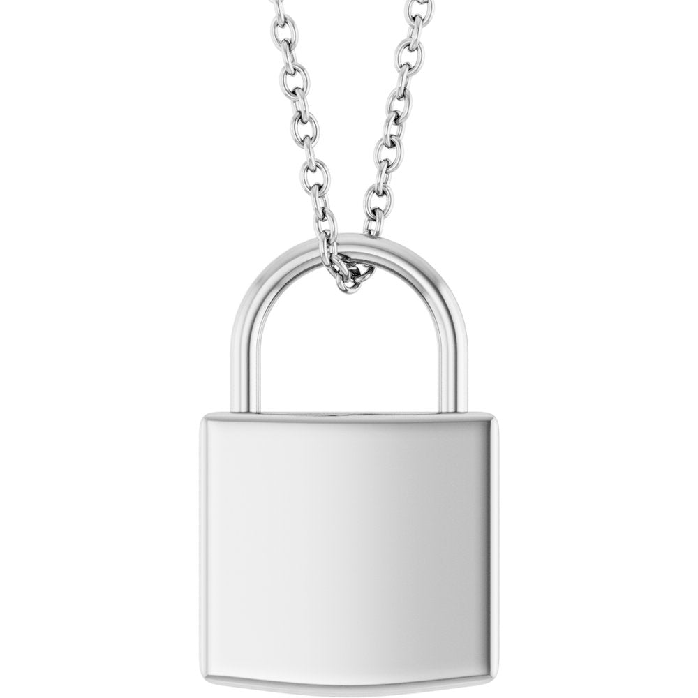 Sterling Silver Engravable Lock 16-18" Necklace