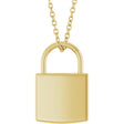14K Yellow Gold Engravable Lock 16-18" Necklace