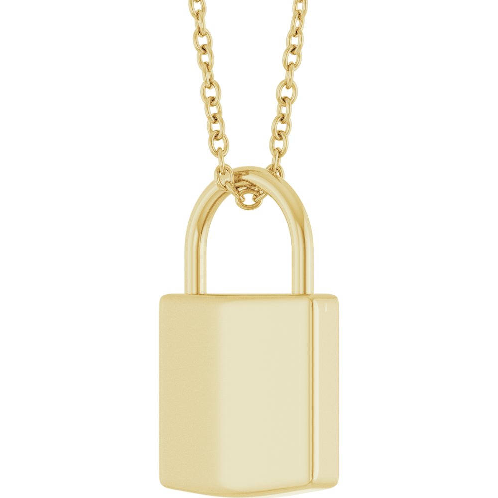 14K Yellow Gold Engravable Lock 16-18" Necklace