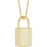14K Yellow Gold Engravable Lock 16-18" Necklace