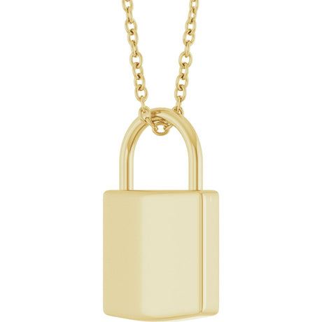 14K Yellow Gold Engravable Lock 16-18" Necklace