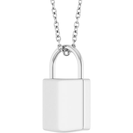 Sterling Silver Engravable Lock 16-18" Necklace