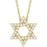 14K Yellow Gold 1/6 CTW Natural Diamond Star of David 16-18" Necklace
