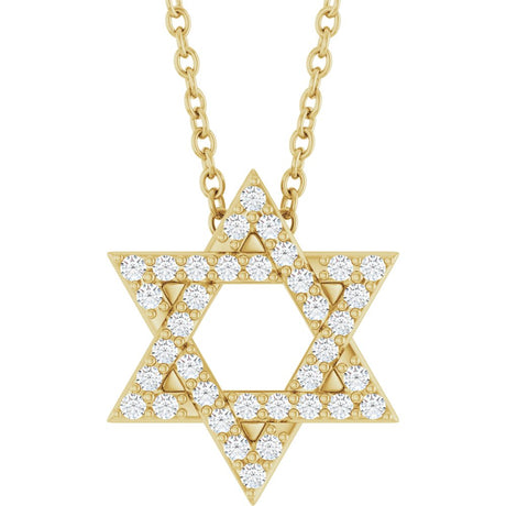 14K Yellow Gold 1/6 CTW Natural Diamond Star of David 16-18" Necklace