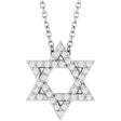 14K White Gold 1/6 CTW Natural Diamond Star of David 16-18" Necklace