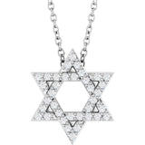 14K White Gold 1/6 CTW Natural Diamond Star of David 16-18" Necklace