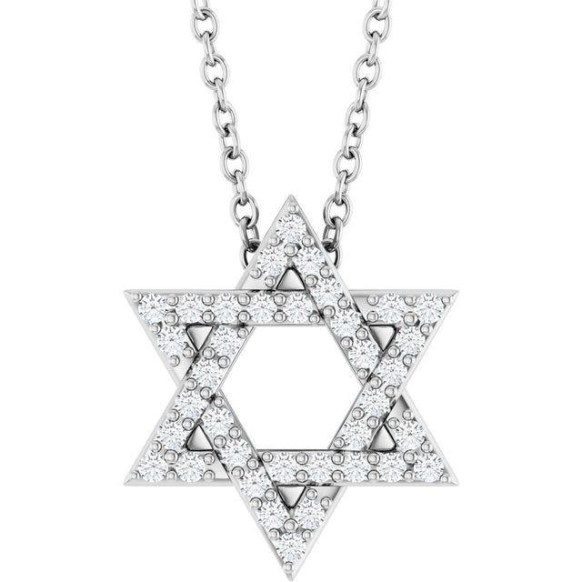 14K White Gold 1/6 CTW Natural Diamond Star of David 16-18" Necklace