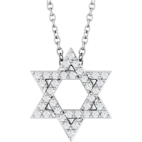 14K White Gold 1/6 CTW Natural Diamond Star of David 16-18" Necklace