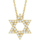 14K Yellow Gold 1/6 CTW Natural Diamond Star of David 16-18" Necklace