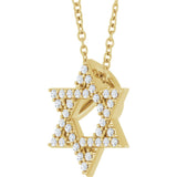 14K Yellow Gold 1/6 CTW Natural Diamond Star of David 16-18" Necklace