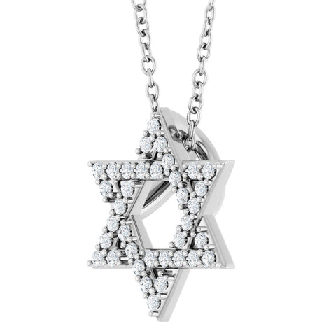 14K White Gold 1/6 CTW Natural Diamond Star of David 16-18" Necklace