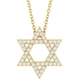 14K Yellow Gold 1/5 CTW Natural Diamond Star of David 16-18" Necklace