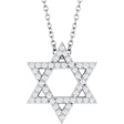 14K White Gold 1/5 CTW Natural Diamond Star of David 16-18" Necklace