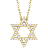 14K Yellow Gold 1/5 CTW Natural Diamond Star of David 16-18" Necklace