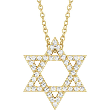 14K Yellow Gold 1/5 CTW Natural Diamond Star of David 16-18" Necklace