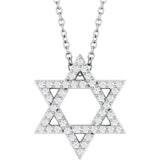 14K White Gold 1/5 CTW Natural Diamond Star of David 16-18" Necklace