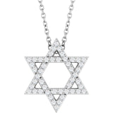 14K White Gold 1/5 CTW Natural Diamond Star of David 16-18" Necklace