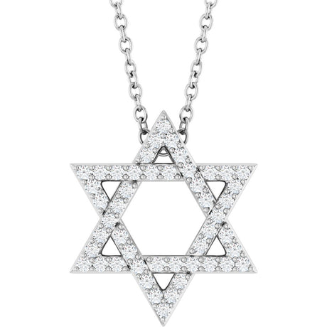 14K White Gold 1/5 CTW Natural Diamond Star of David 16-18" Necklace
