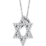 14K White Gold 1/5 CTW Natural Diamond Star of David 16-18" Necklace