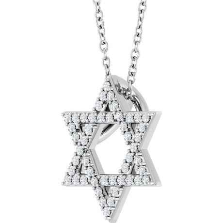 14K White Gold 1/5 CTW Natural Diamond Star of David 16-18" Necklace