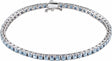 14K White Gold Natural Aquamarine Line 7.25" Bracelet