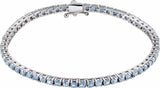 14K White Gold Natural Aquamarine Line 7.25" Bracelet