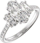 14K White Gold 2 3/4 CTW Lab-Grown Diamond Three-Stone Engagement Ring