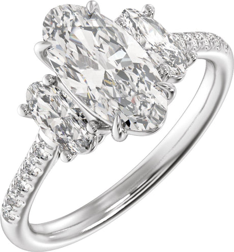 14K White Gold 2 3/4 CTW Lab-Grown Diamond Three-Stone Engagement Ring