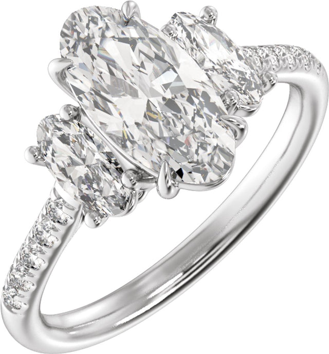 14K White Gold 2 3/4 CTW Lab-Grown Diamond Three-Stone Engagement Ring