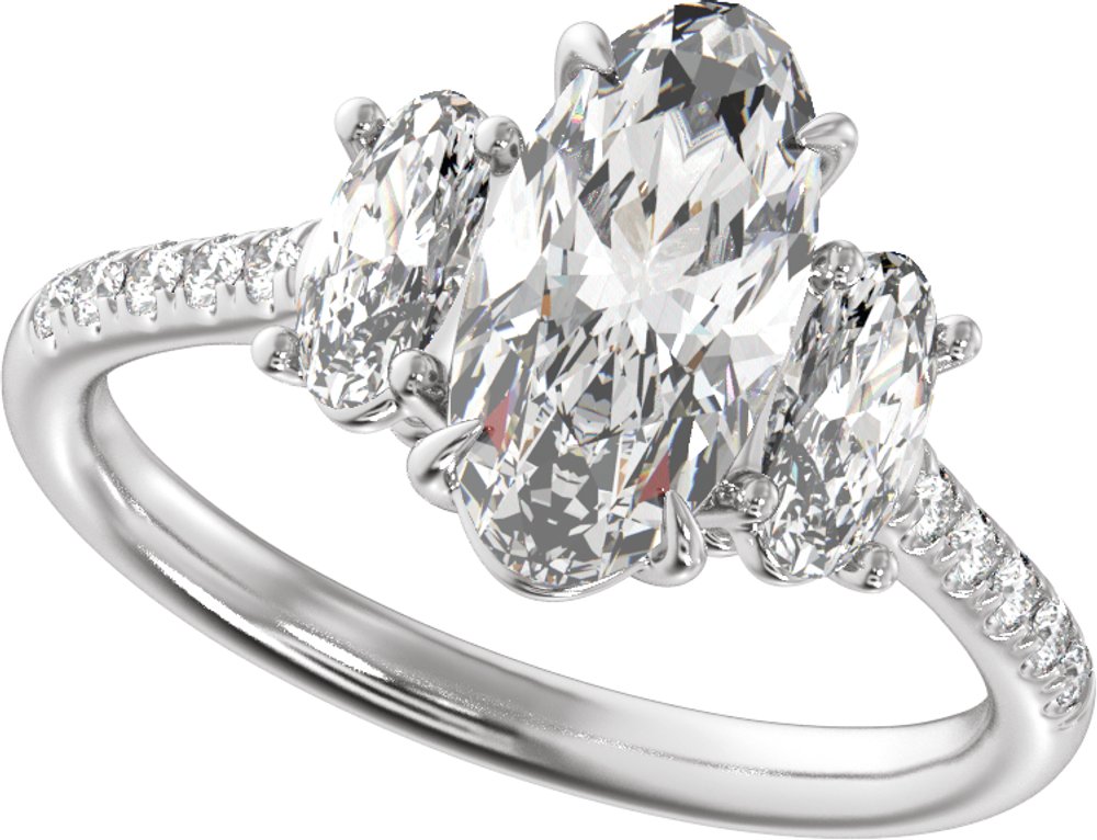 14K White Gold 2 3/4 CTW Lab-Grown Diamond Three-Stone Engagement Ring