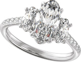 14K White Gold 2 3/4 CTW Lab-Grown Diamond Three-Stone Engagement Ring