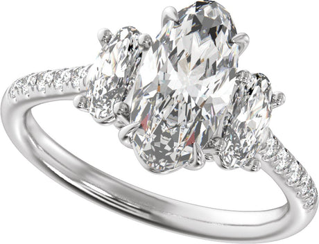 14K White Gold 2 3/4 CTW Lab-Grown Diamond Three-Stone Engagement Ring